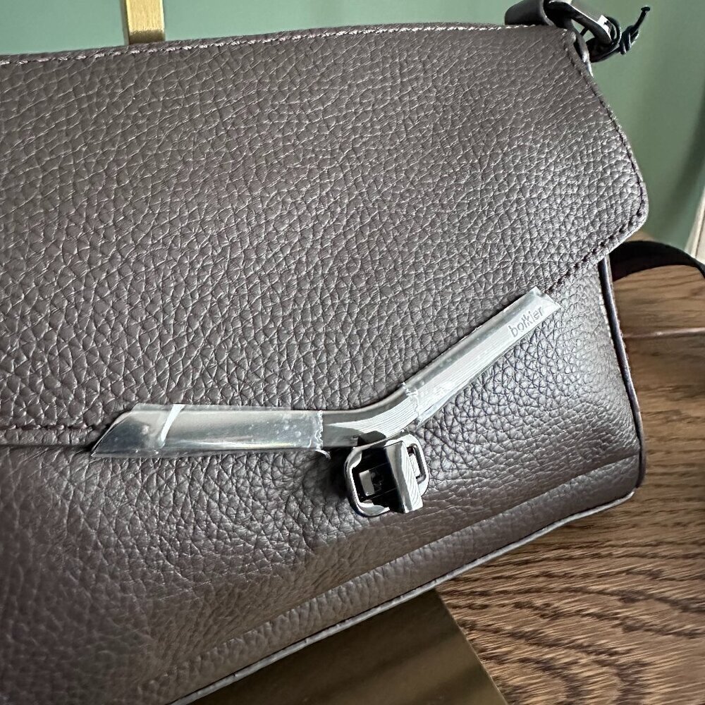 NWT! Botkier Valentina Crossbody Bag Black Pebbled Leather Slim -Chocolate - Picture 8 of 12